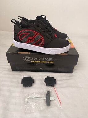 Heelys Kids Black Sneakers with Red Logo Accent
